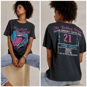 Daydreamer Rolling Stones Ticket Gray Pink Tee Top, M